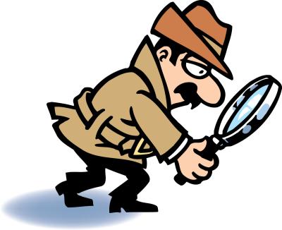 A detective is looking for clues with a magnifying glass.